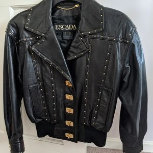 Escada black leather jacket. Like new!
